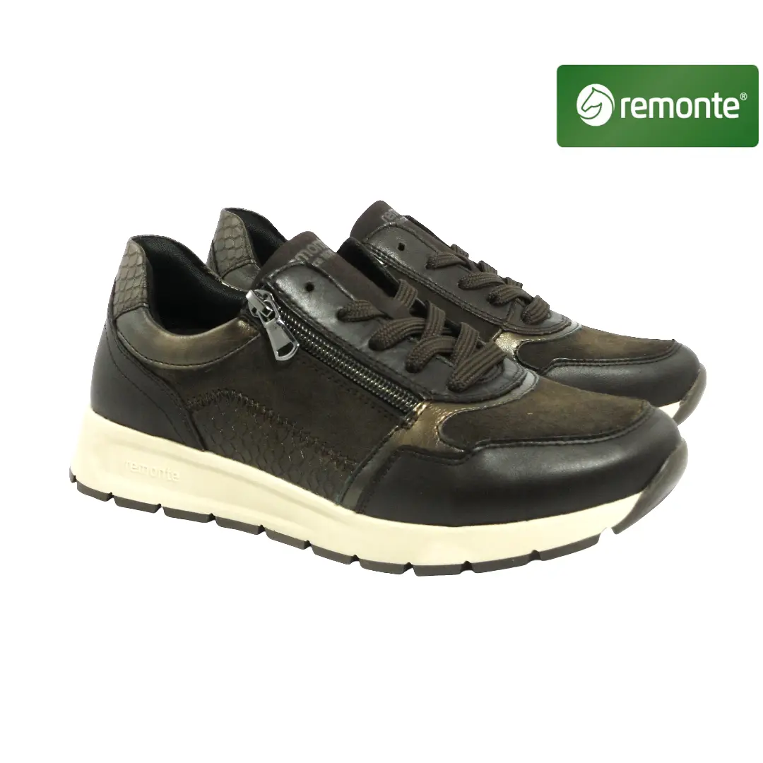 Remonte sneakers met veters, ritssluiting en lichte zool