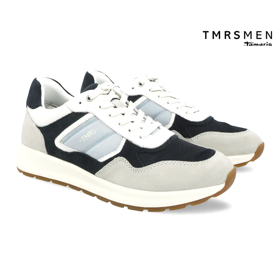 Tamaris Men 13615 heren sneaker in grey combi met suède details en sportieve zool.